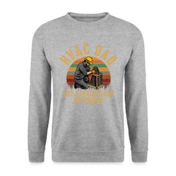 HVAC dad, american flag HVAC - Unisex Pullover - Weißgrau meliert - Vorne - Alina (178cm) & Michal (187cm)