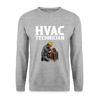 HVAC Technician, american flag HVAC - Unisex Pullover - Weißgrau meliert - Vorne - Alina (178cm) & Michal (187cm)