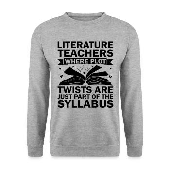 Literature Teacher School Teacher Funny Teachers S - Unisex Sweatshirt - salt & pepper - Front - Alina (178cm) & Michal (187cm)