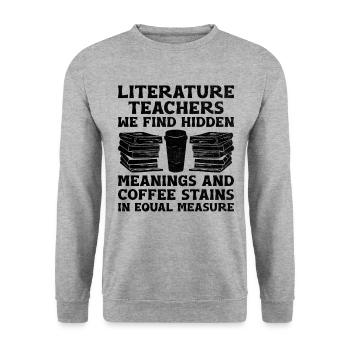 Literature Teacher School Teacher Funny Teachers S - Unisex Sweatshirt - salt & pepper - Front - Alina (178cm) & Michal (187cm)