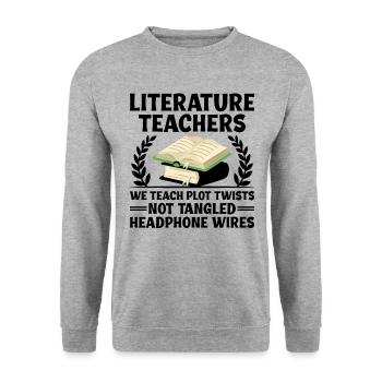 Literature Teacher School Teacher Funny Teachers S - Unisex Sweatshirt - salt & pepper - Front - Alina (178cm) & Michal (187cm)