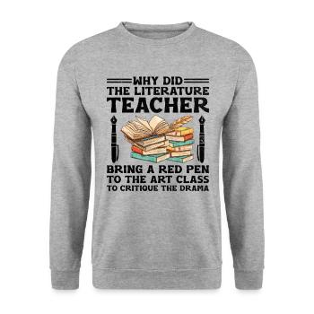 Literature Teacher School Teacher Funny Teachers S - Unisex Sweatshirt - salt & pepper - Front - Alina (178cm) & Michal (187cm)