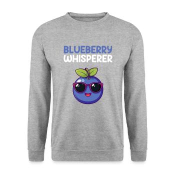 blueberry whisperer, blueberry - Unisex Pullover - Weißgrau meliert - Vorne - Alina (178cm) & Michal (187cm)