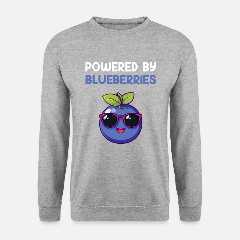 powered by blueberries, blueberry - Unisex Pullover - Weißgrau meliert