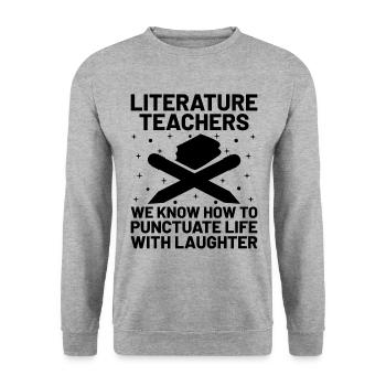 Literature Teacher School Teacher Funny Teachers S - Unisex Sweatshirt - salt & pepper - Front - Alina (178cm) & Michal (187cm)