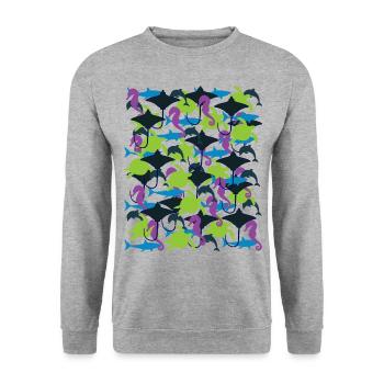 Ocean Camouflage – marine life in camouflage style - Unisex Sweatshirt - salt & pepper - Front - Alina (178cm) & Michal (187cm)