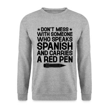 Professeur de langues étrangères École Professeurs de langues - Sweat-shirt Unisexe - gris chiné - Devant - Alina (178cm) & Michal (187cm)