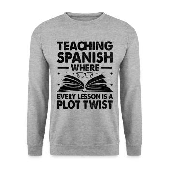Foreign Language Teacher School Languages Teachers - Unisex Sweatshirt - salt & pepper - Front - Alina (178cm) & Michal (187cm)