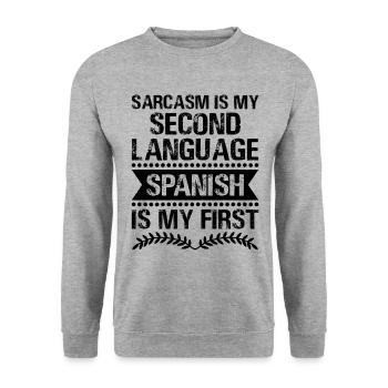 Foreign Language Teacher School Languages Teachers - Unisex Sweatshirt - salt & pepper - Front - Alina (178cm) & Michal (187cm)