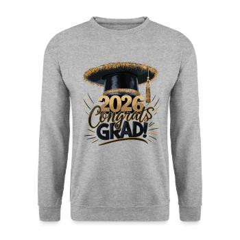 Schule Studuim Abschlussfeier Bestanden 2026 - Unisex Pullover - Weißgrau meliert - Vorne - Alina (178cm) & Michal (187cm)