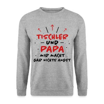 Tischler Spruch Beruf Lustiges Tischler Geschenk - Unisex Pullover - Weißgrau meliert - Vorne - Alina (178cm) & Michal (187cm)