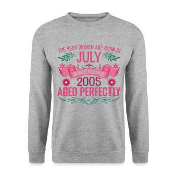 Juillet 2005 anniversaire femme Juillet 2005 - Sweat-shirt Unisexe - gris chiné - Devant - Alina (178cm) & Michal (187cm)