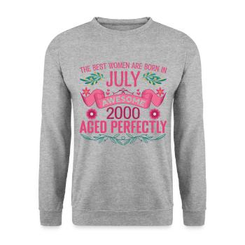 July 2000 Birthday Woman July 2000 - Unisex Sweatshirt - salt & pepper - Front - Alina (178cm) & Michal (187cm)