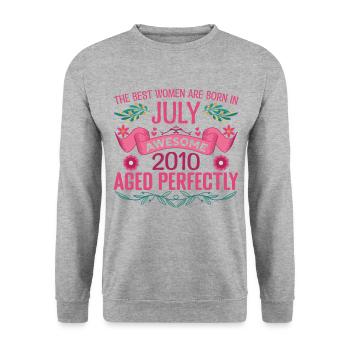 Juli 2010 Frauengeburtstag Juli 2010 - Unisex Pullover - Weißgrau meliert - Vorne - Alina (178cm) & Michal (187cm)