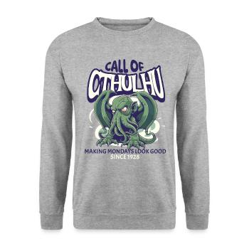 Call of Cthulhu Kult Lovecraft Necronomicon - Unisex Pullover - Weißgrau meliert - Vorne - Alina (178cm) & Michal (187cm)