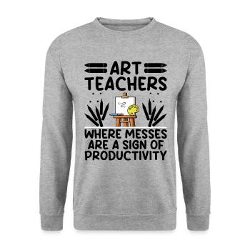 Kunstlehrer Schullehrer Lustige Kunstlehrer Scho - Unisex Pullover - Weißgrau meliert - Vorne - Alina (178cm) & Michal (187cm)