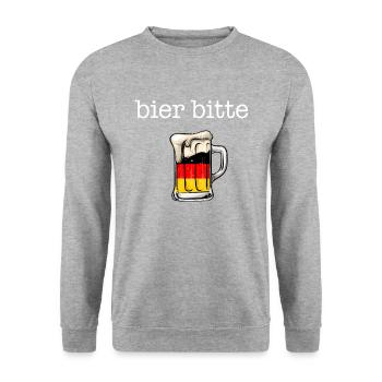 bier bitte, beer please deutsch, germany - Unisex Pullover - Weißgrau meliert - Vorne - Alina (178cm) & Michal (187cm)