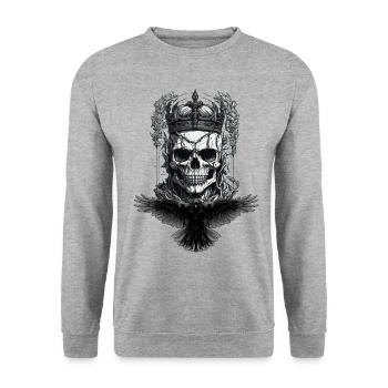 Skull Halloween Raven King - Unisex Sweatshirt - salt & pepper - Front - Alina (178cm) & Michal (187cm)