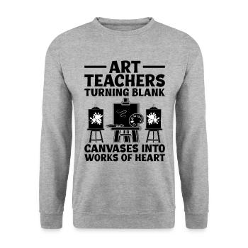 Kunstlehrer Schullehrer Lustige Kunstlehrer Scho - Unisex Pullover - Weißgrau meliert - Vorne - Alina (178cm) & Michal (187cm)