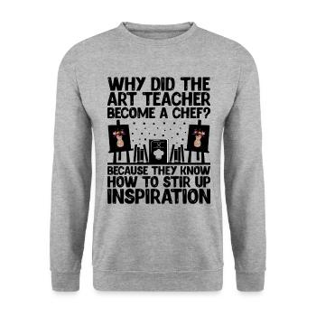 Kunstlehrer Schullehrer Lustige Kunstlehrer Scho - Unisex Pullover - Weißgrau meliert - Vorne - Alina (178cm) & Michal (187cm)