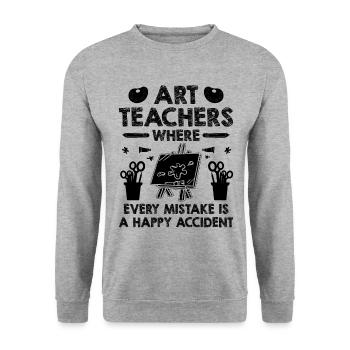 Kunstlehrer Schullehrer Lustige Kunstlehrer Scho - Unisex Pullover - Weißgrau meliert - Vorne - Alina (178cm) & Michal (187cm)