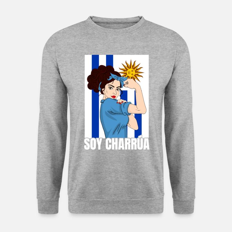 Soy charrua, uruguayan girl uruguay - Unisex Pullover - Weißgrau meliert