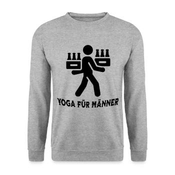 Yoga Für Männer Lustiges Motiv Bier Mann T-Shirt - Unisex Pullover - Weißgrau meliert - Vorne - Alina (178cm) & Michal (187cm)