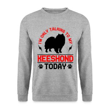 Wolfsspitz Rede nur mit meinem Keeshond - Unisex Pullover - Weißgrau meliert - Vorne - Alina (178cm) & Michal (187cm)