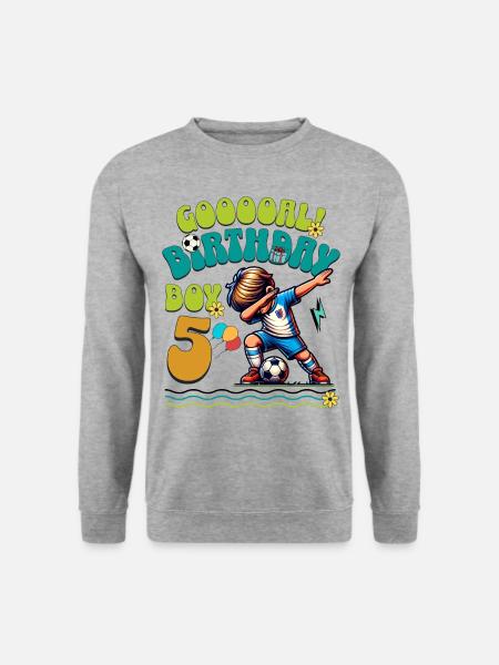 5. Geburtstag Fußball - Unisex Pullover - Weißgrau meliert