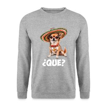 Chihuahua, funny mexican chihuahua dog - Unisex Pullover - Weißgrau meliert - Vorne - Alina (178cm) & Michal (187cm)