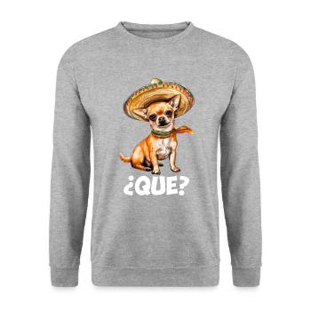 Chihuahua, funny mexican chihuahua dog - Unisex Pullover - Weißgrau meliert - Vorne - Alina (178cm) & Michal (187cm)