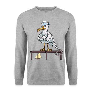 maritime, mouettes, mouettes, marins, voilier, ahoy - Sweat-shirt Unisexe - gris chiné - Devant - Alina (178cm) & Michal (187cm)