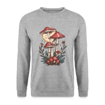Moon Phases Goblincore Mushroom Fairycore Cottagecore - Unisex Sweatshirt - salt & pepper - Front - Alina (178cm) & Michal (187cm)