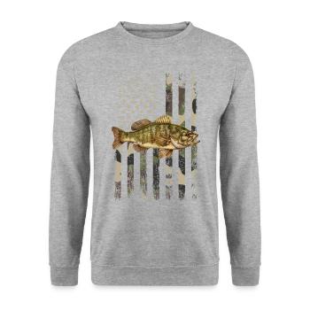 Smallmouth bass - Unisex Pullover - Weißgrau meliert - Vorne - Alina (178cm) & Michal (187cm)