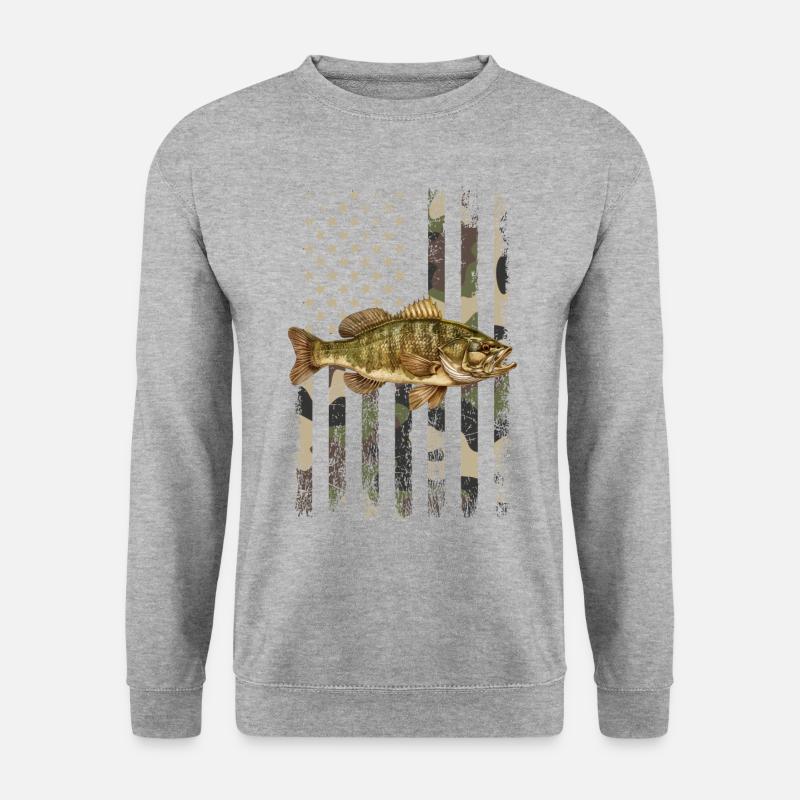 Smallmouth bass - Unisex Pullover - Weißgrau meliert