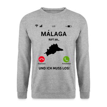Málaga Andalusien Spanien Urlaub Malaga - Unisex Pullover - Weißgrau meliert - Vorne - Alina (178cm) & Michal (187cm)