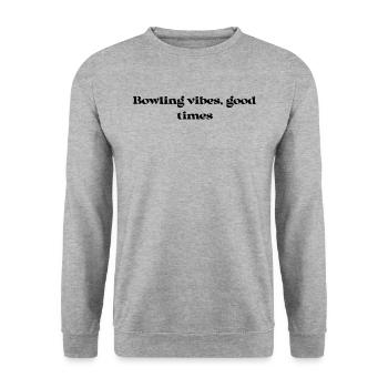 Bowling - Bowling vibes, good times - Unisex Pullover - Weißgrau meliert - Vorne - Alina (178cm) & Michal (187cm)