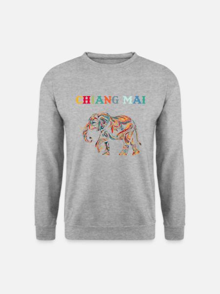 Chiang mai Elephant Thailand - Unisex Pullover - Weißgrau meliert