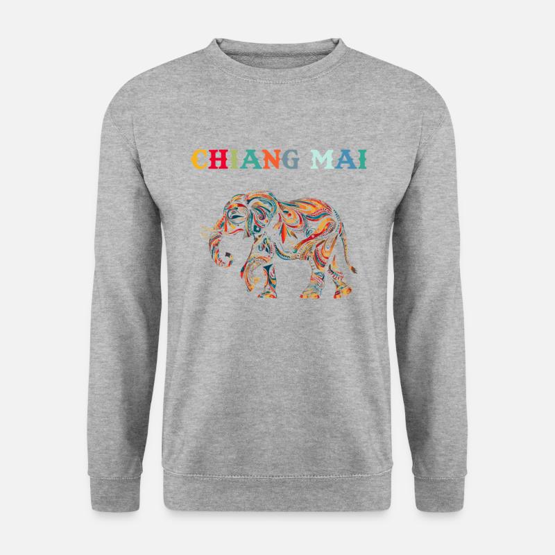 Chiang mai Elephant Thailand - Unisex Pullover - Weißgrau meliert