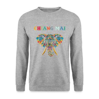 Chiang mai Elephant Thailand - Unisex Pullover - Weißgrau meliert - Vorne - Alina (178cm) & Michal (187cm)