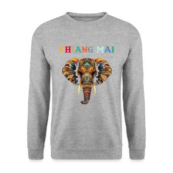 Chiang mai Elephant Thailand - Unisex Pullover - Weißgrau meliert - Vorne - Alina (178cm) & Michal (187cm)