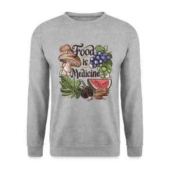 Food is Medicine Fruits and Vegetables - Unisex Pullover - Weißgrau meliert - Vorne - Alina (178cm) & Michal (187cm)