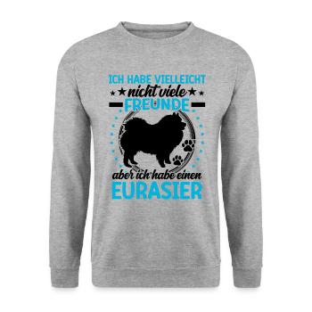 Eurasier ist mein Freund Eurasian Spitz - Unisex Pullover - Weißgrau meliert - Vorne - Alina (178cm) & Michal (187cm)