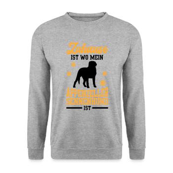 Sennenhund ist mein Zuhause Appenzeller Sennenhund - Unisex Pullover - Weißgrau meliert - Vorne - Alina (178cm) & Michal (187cm)