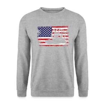 airboat american flag - Unisex Pullover - Weißgrau meliert - Vorne - Alina (178cm) & Michal (187cm)