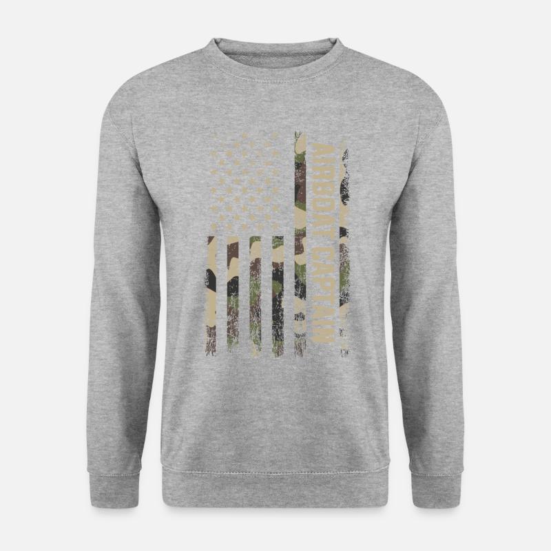 airboat american flag - Unisex Pullover - Weißgrau meliert