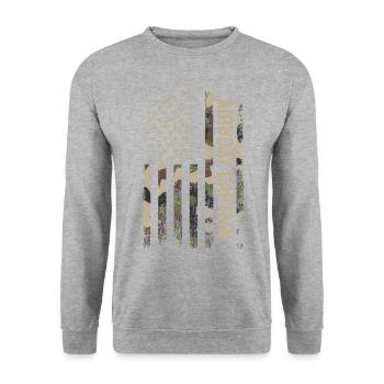 airboat american flag - Unisex Pullover - Weißgrau meliert - Vorne - Alina (178cm) & Michal (187cm)