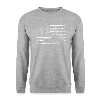 airboat american flag - Unisex Pullover - Weißgrau meliert - Vorne - Alina (178cm) & Michal (187cm)