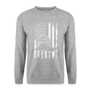airboat american flag - Unisex Pullover - Weißgrau meliert - Vorne - Alina (178cm) & Michal (187cm)
