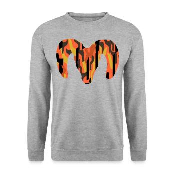Dickhornschaf Camouflage – Wildnis pur - Unisex Pullover - Weißgrau meliert - Vorne - Alina (178cm) & Michal (187cm)
